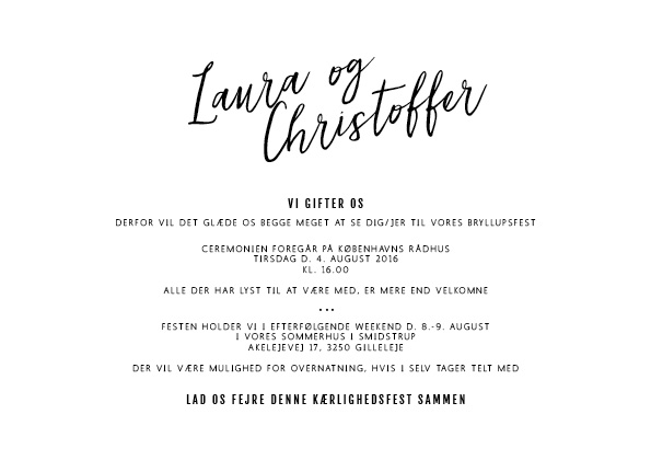 Invitationer - Laura & Christoffer